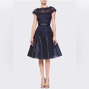 NEW Rickie Freeman for Teri Jon Navy lace and taffeta cocktail Dress 2